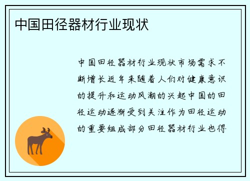 中国田径器材行业现状
