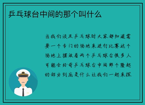 乒乓球台中间的那个叫什么