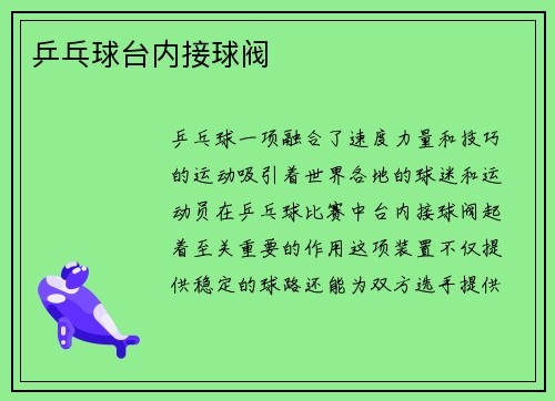 乒乓球台内接球阀