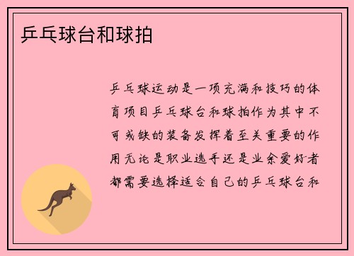 乒乓球台和球拍