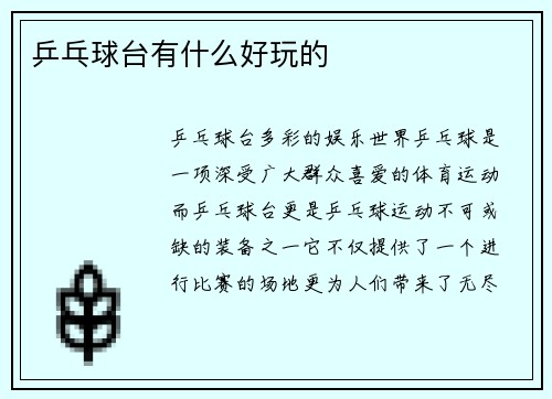 乒乓球台有什么好玩的