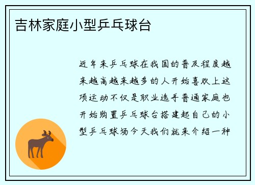 吉林家庭小型乒乓球台